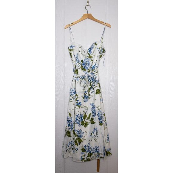 REFORMATION 'Keiryn' Linen Maxi Dress in Riviera Blue White Print US 12 NWT $278 - Picture 8 of 16